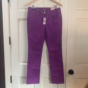 LOFT Purple Corduroy Pants Petite Straight Leg 28/6 NWT